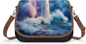 Stormy Lighthouse Fashion Crossbody Bags for Women Lightweight Shoulder Handbags Travel Purse with Strap Custom Gifts