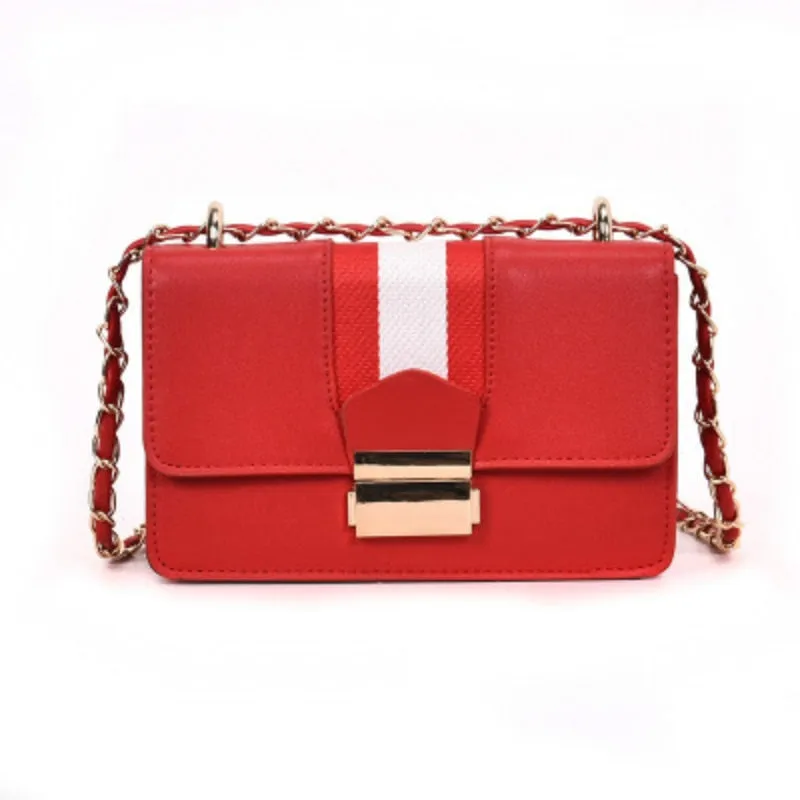 Stripe Chain Shoulder Bag