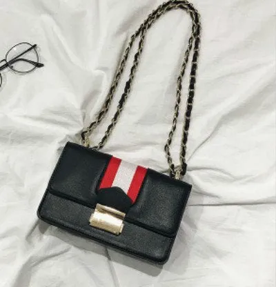 Stripe Chain Shoulder Bag