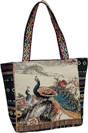 Stylish Embroidered Handbag for Women - Chic Shoulder Purse for Everyday Use, Peacock