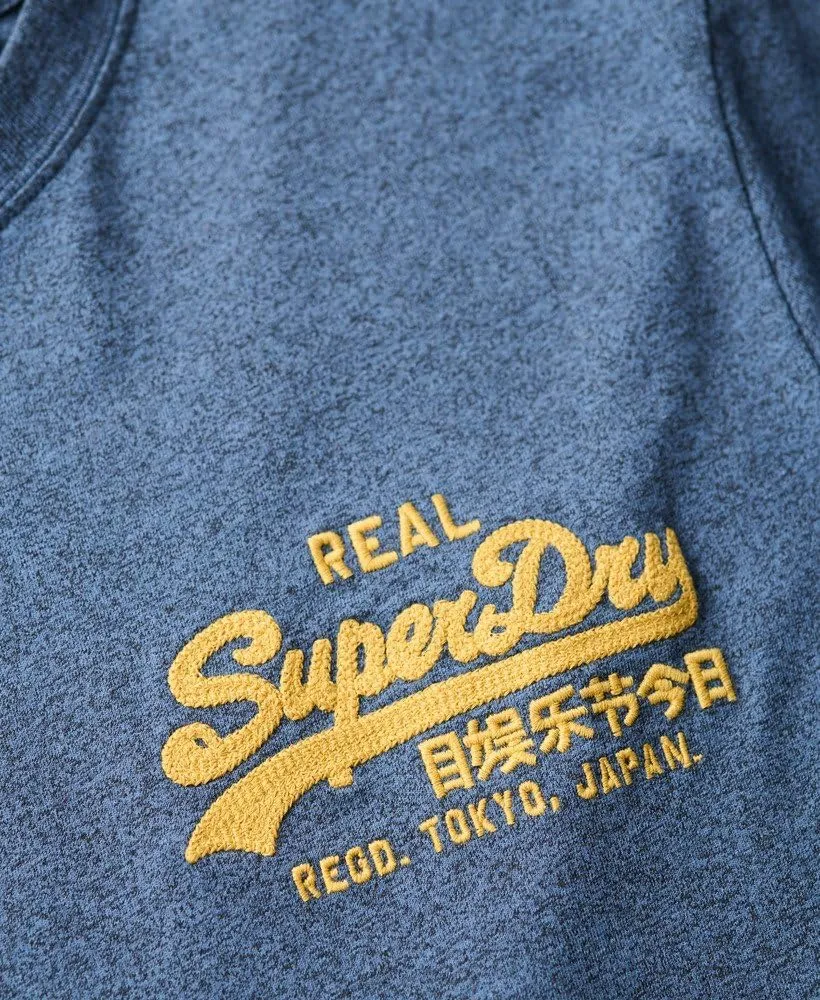 Superdry Men's Classic Vintage Graphic T-Shirt, Airborne Navy Jasper Marl