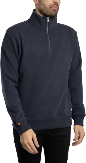 Superdry Men's Essential Logo Half Zip Sweatshirt, Bradley Navy