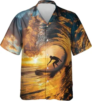 Surfers Hawaiian Shirts for Men - Summer Button Down Mens Hawaiian Shirts Short Sleeve S 98