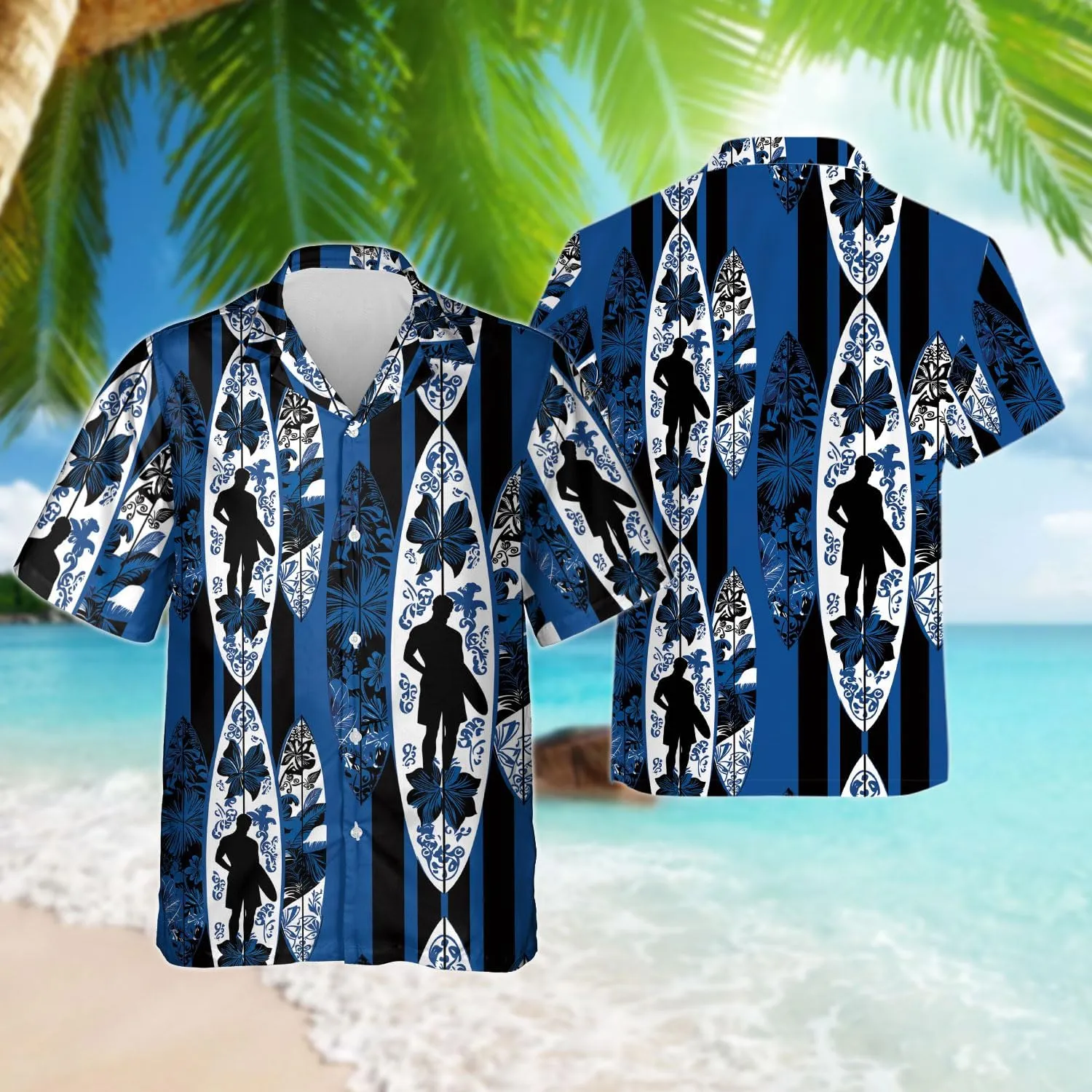 Surfers Hawaiian Shirts for Men - Summer Button Down Mens Hawaiian Shirts Short Sleeve S 98