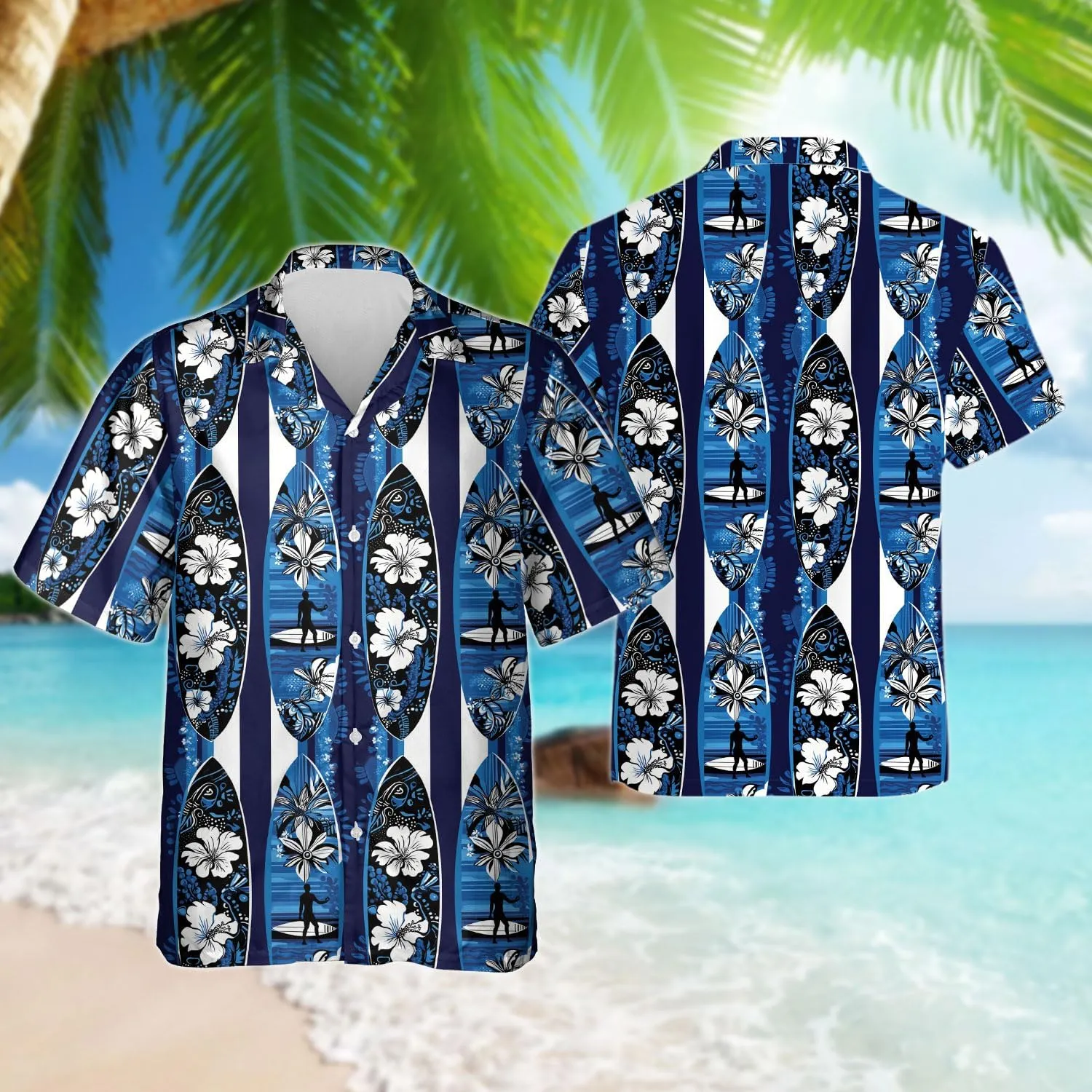 Surfers Hawaiian Shirts for Men - Summer Button Down Mens Hawaiian Shirts Short Sleeve S 98