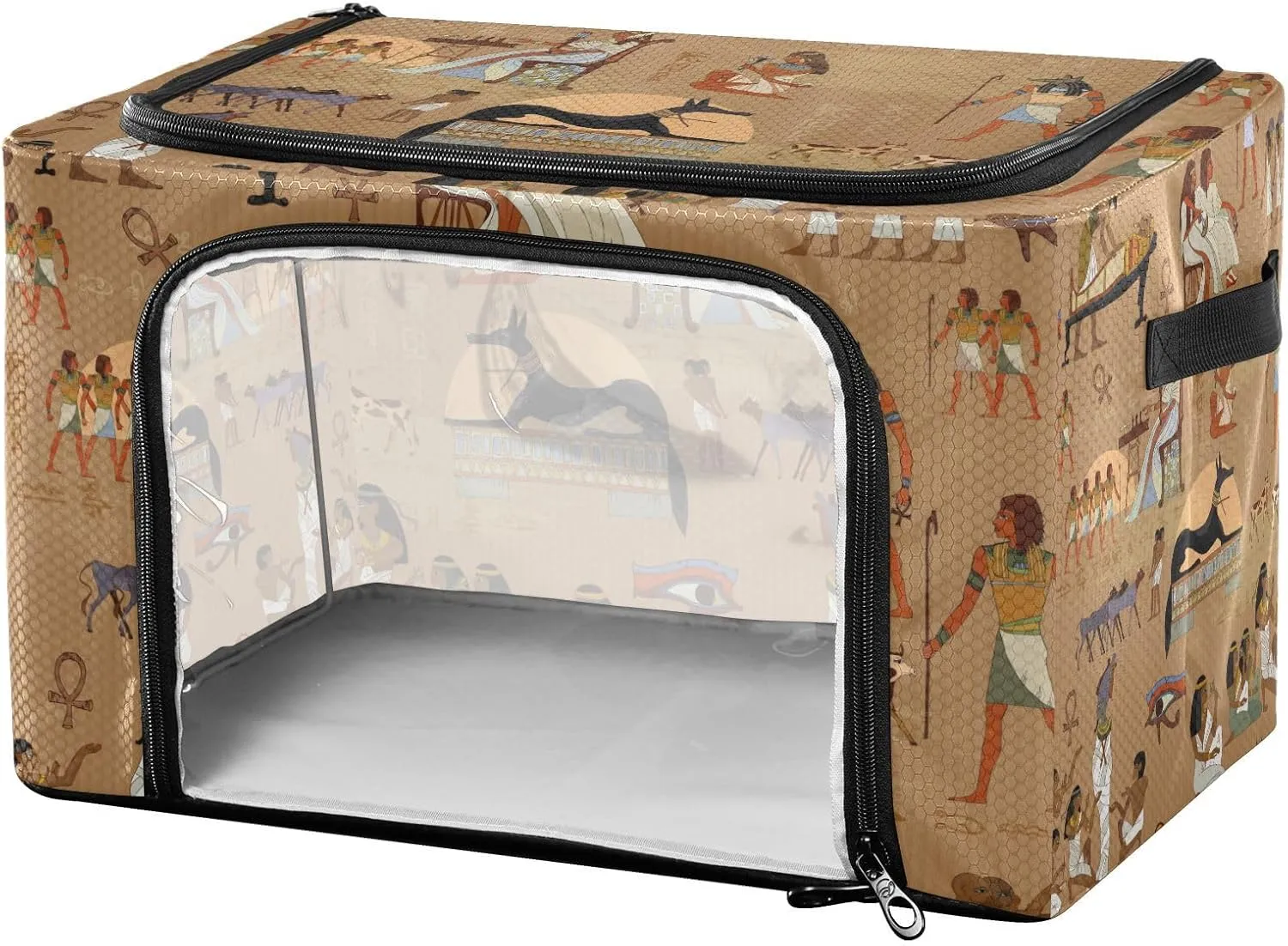 susiyo Clothes Storage Bags Egypt Ancient Murals Pattern Comforter Storage Bag Foldable Large Closet Blanket Bag with Clear Window