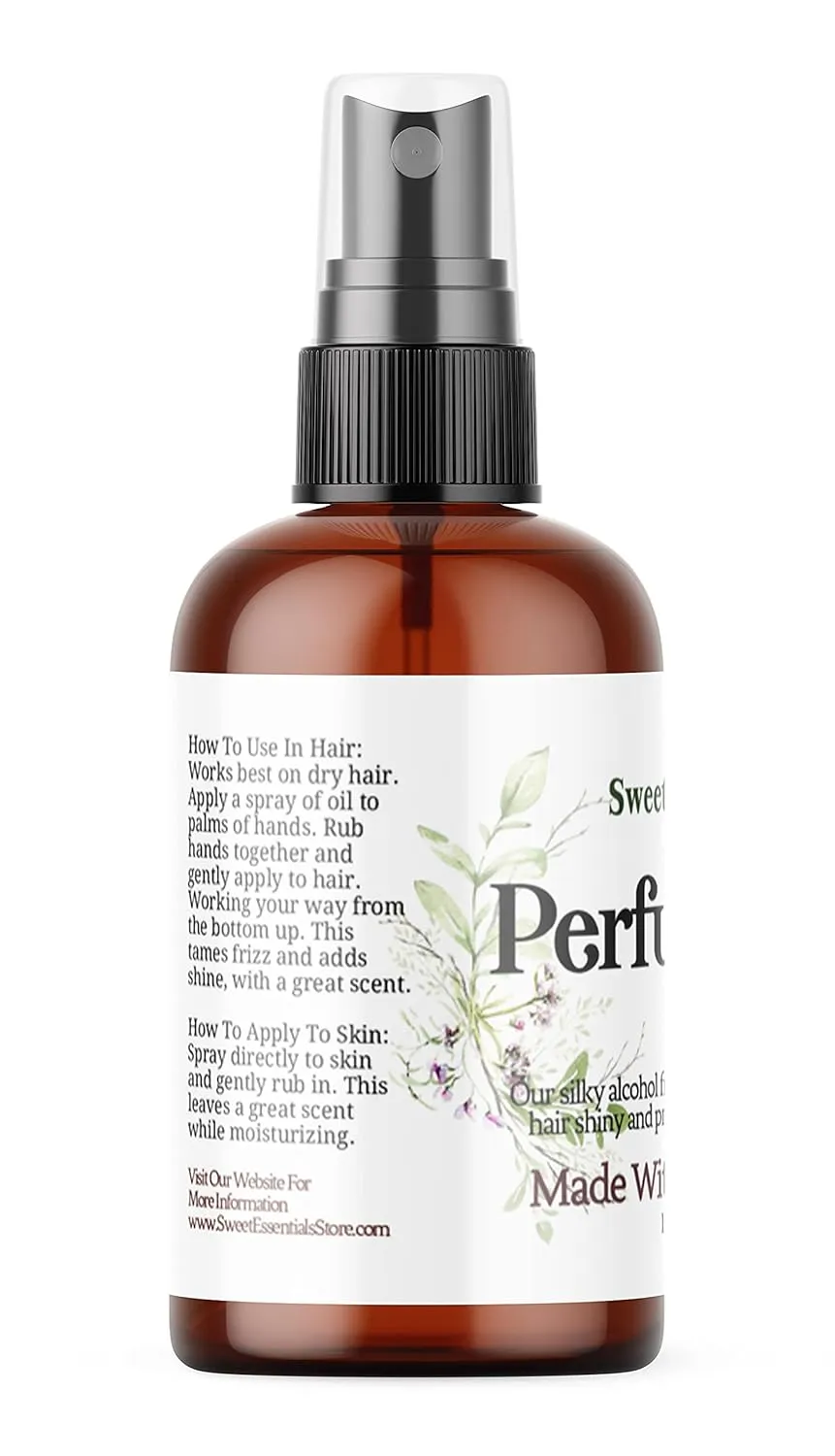 Sweet Essentials Spun Sugar and Vanilla Type, Fragrance/Perfume Oil, Made with Organic Oils, Spray on Perfume Hair & Body Oil - Alcohol, Silicone & Preservative Free (4 fl oz (Spray))