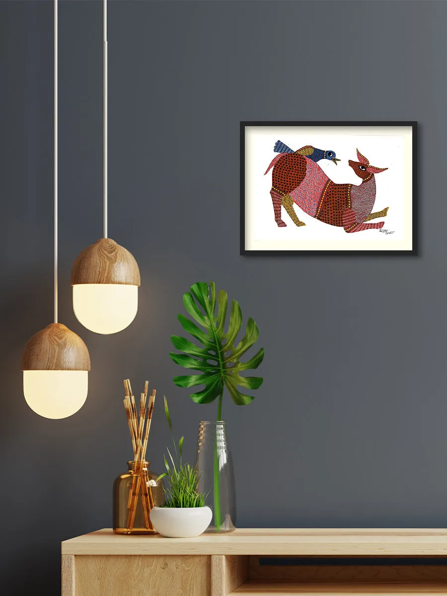 Symphony of Colors: A Harmonious Tale on Canvas Gond Painting by Kailash Pradhan