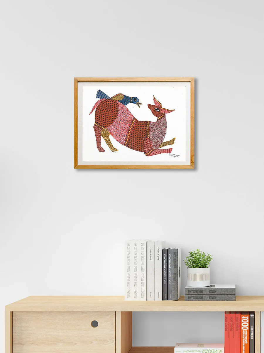 Symphony of Colors: A Harmonious Tale on Canvas Gond Painting by Kailash Pradhan