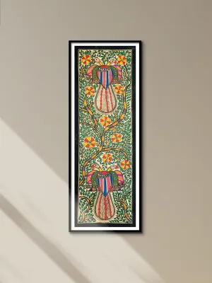 Symphony of Splendor: United Plumage in a Lush Madhubani Canvas by Ambika Devi