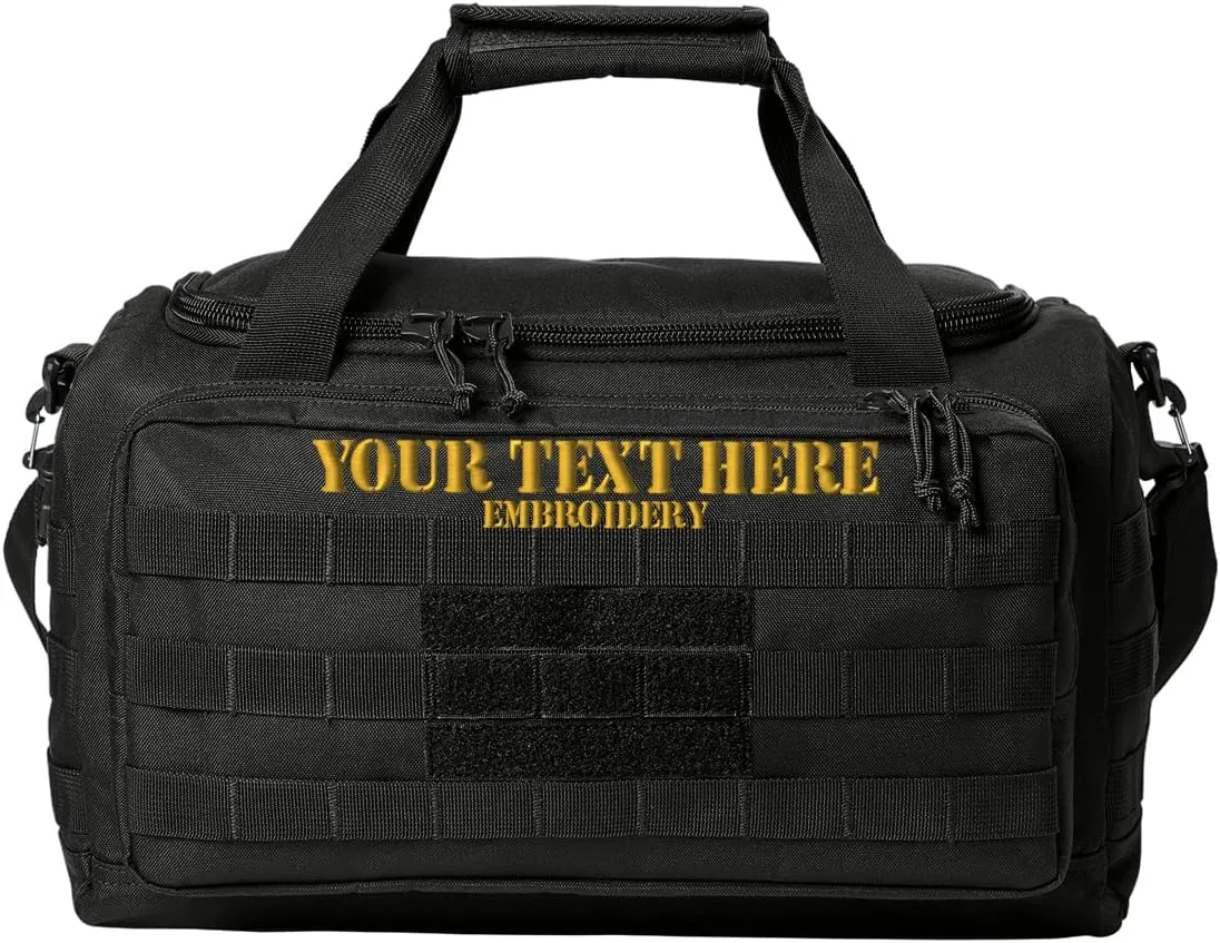 Tactical Gear bag Heavy Duty Duffel Gym bag Custom Embroidered with your own text (Black)