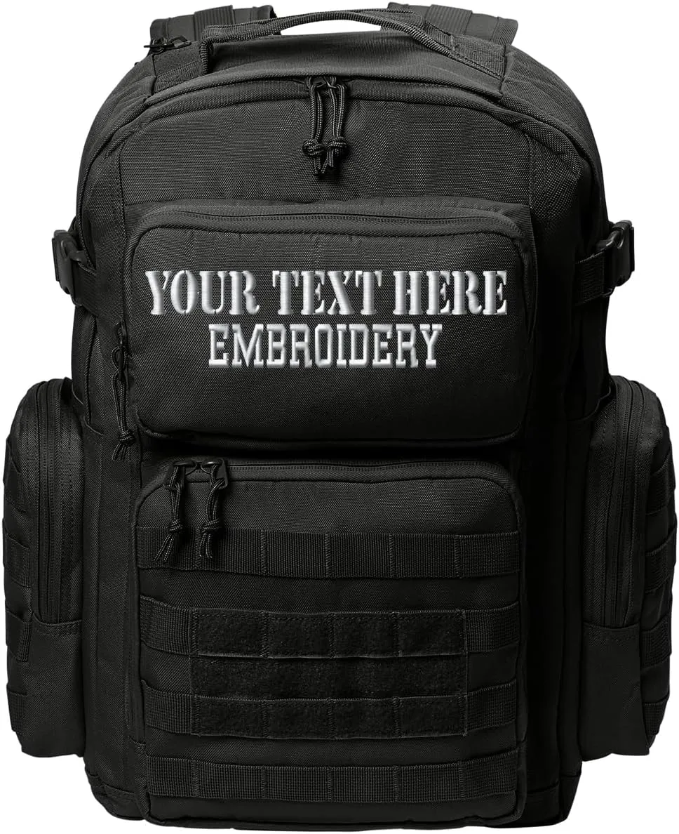 Tactical Gear bag Heavy Duty Duffel Gym bag/Tactical Backpack Custom Embroidered with your own text (Black Backpack)