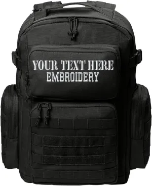 Tactical Gear bag Heavy Duty Duffel Gym bag/Tactical Backpack Custom Embroidered with your own text (Black Backpack)