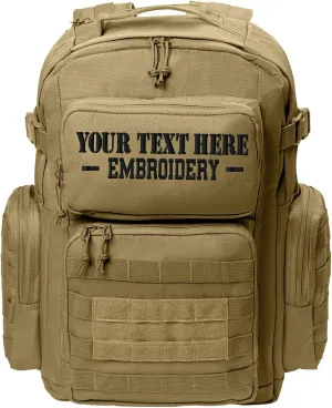 Tactical Gear bag Heavy Duty Duffel Gym bag/Tactical Backpack Custom Embroidered with your own text (Coyote Brown Backpack)