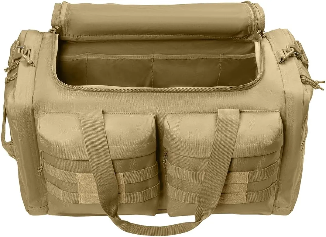 Tactical Gear bag Heavy Duty Duffel Gym bag/Tactical Backpack Custom Embroidered with your own text (Coyote Brown - Duffel Bag)