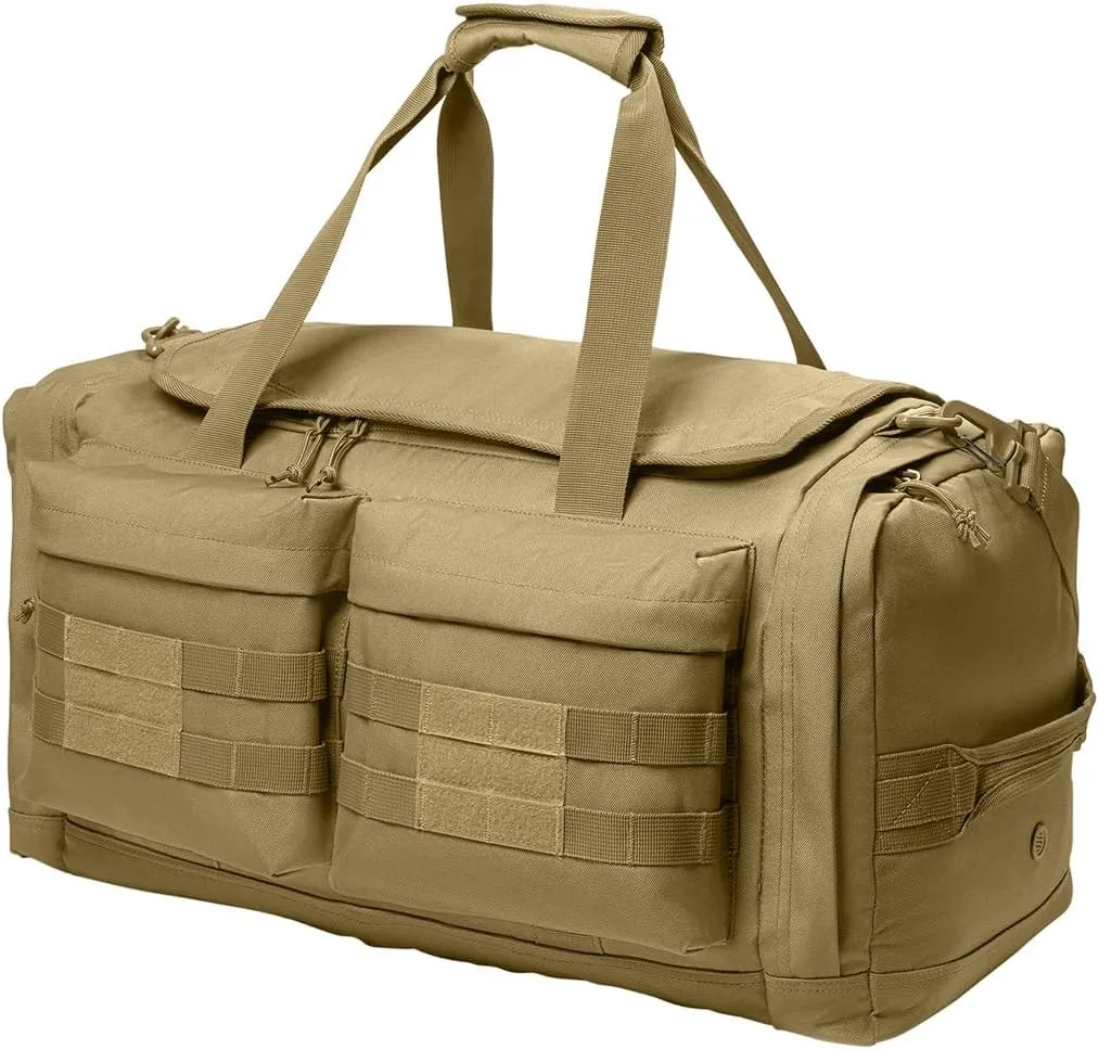 Tactical Gear bag Heavy Duty Duffel Gym bag/Tactical Backpack Custom Embroidered with your own text (Coyote Brown - Duffel Bag)