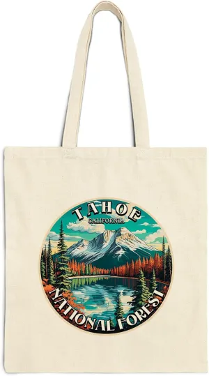 Tahoe National Forest California Cotton Tote Bag for Women Men Casual Tote Bag Cloth Canvas Shopping Bags with Handles Cute Bags Everyday Use 15" x 16" Aesthetic Gift ID44997