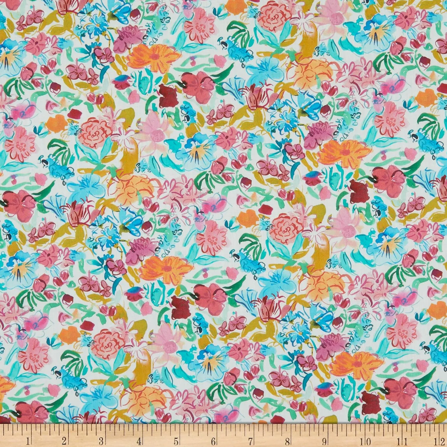 Tana Lawn Matilda May Blue Multi, Fabric by the Yard