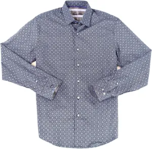 Tasso Elba Mens 100 Cotton Long Sleeve Shirt Navy Combo S