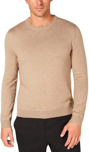 Tasso Elba Mens Knit Crew Neck Pullover Sweater Taupe XXL