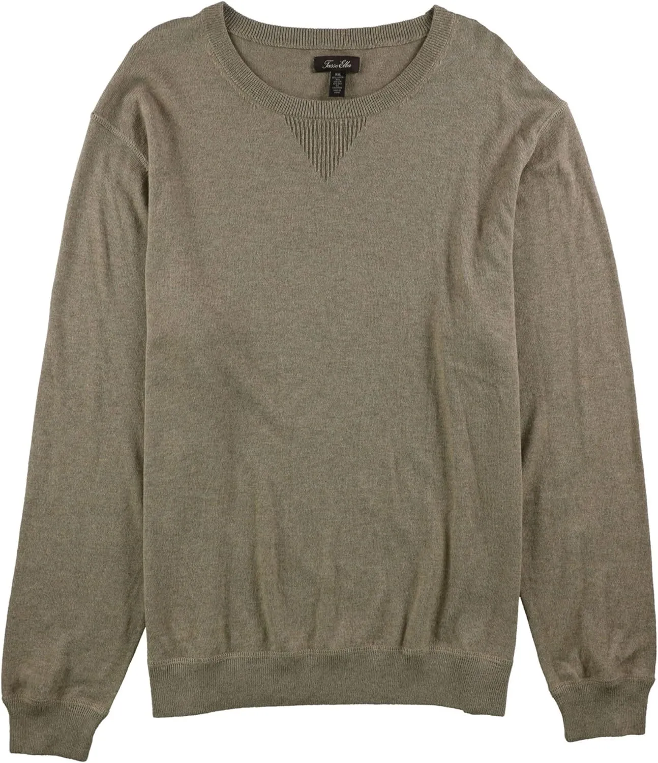 Tasso Elba Mens Lux Crew Neck Pullover Sweater, Beige, Medium