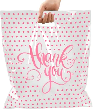 Thank You Bags For Business | Plastic Shopping Bags With Handles | 16x18 White 1.75 Mil, 100pack