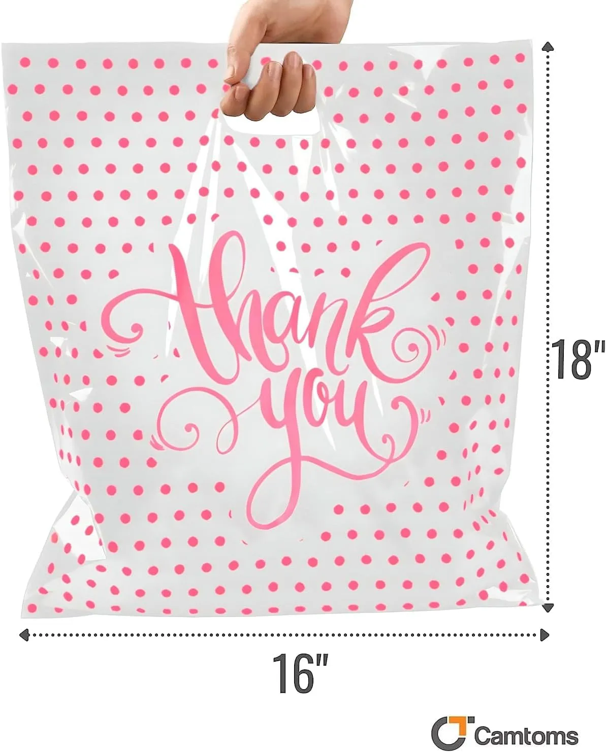 Thank You Bags For Business | Plastic Shopping Bags With Handles | 16x18 White 1.75 Mil, 100pack