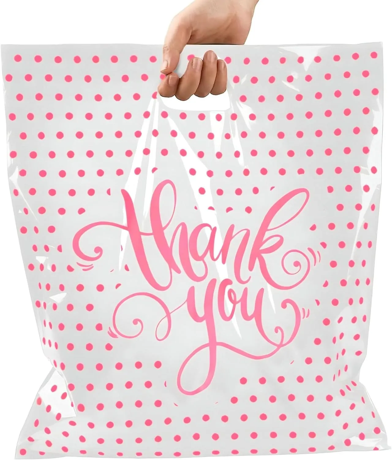 Thank You Bags For Business | Plastic Shopping Bags With Handles | 16x18 White 1.75 Mil, 100pack
