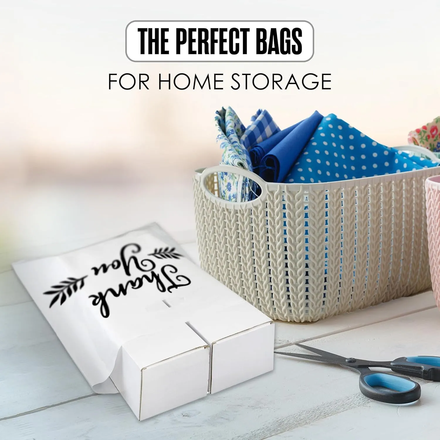 Thank You Bags, Merchandise Bags, Thank You Plastic Bag, For Boutique, Retail, Shopping, Gift, Small Business, Customers, Product, Vendor, Store, Events, With Handles, White, 12” x 15”, Bulk 100 Pack