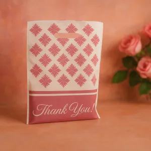 Thank You Return Gift Bags with Damask Pattern, Pink and Green Pack of 25 Bags