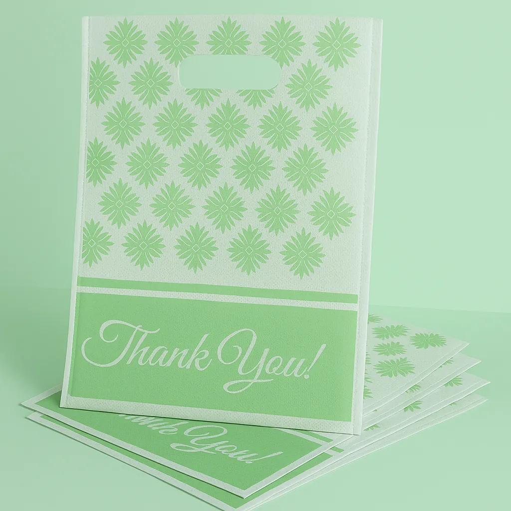 Thank You Return Gift Bags with Damask Pattern, Pink and Green Pack of 25 Bags