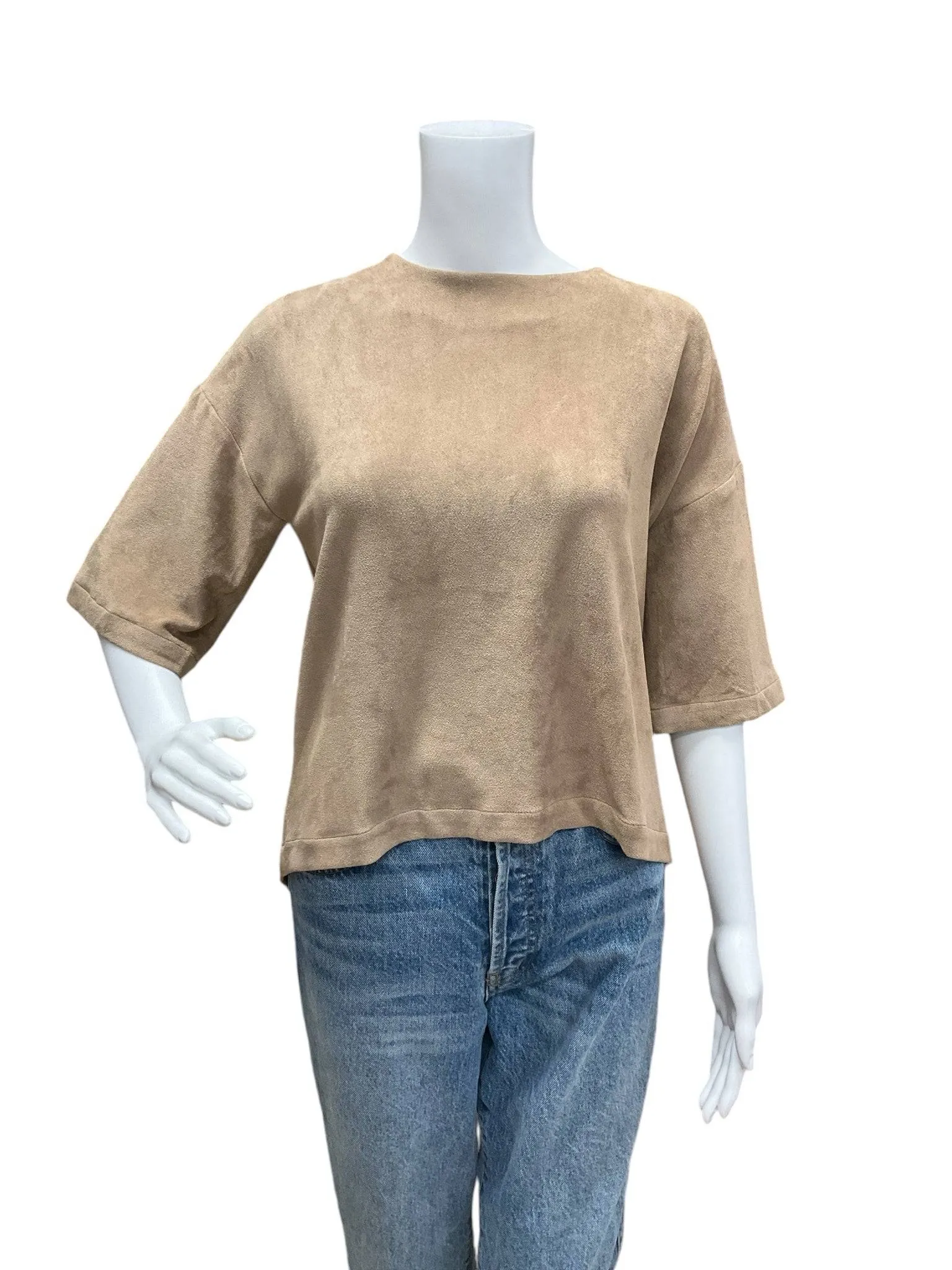 The Coverii Tan Suede Top Size Medium