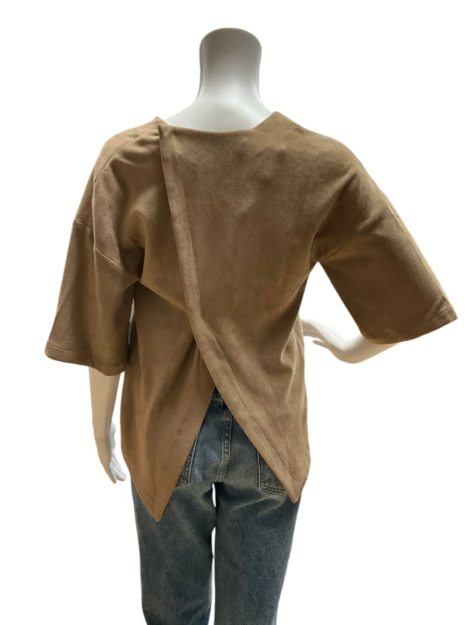The Coverii Tan Suede Top Size Medium