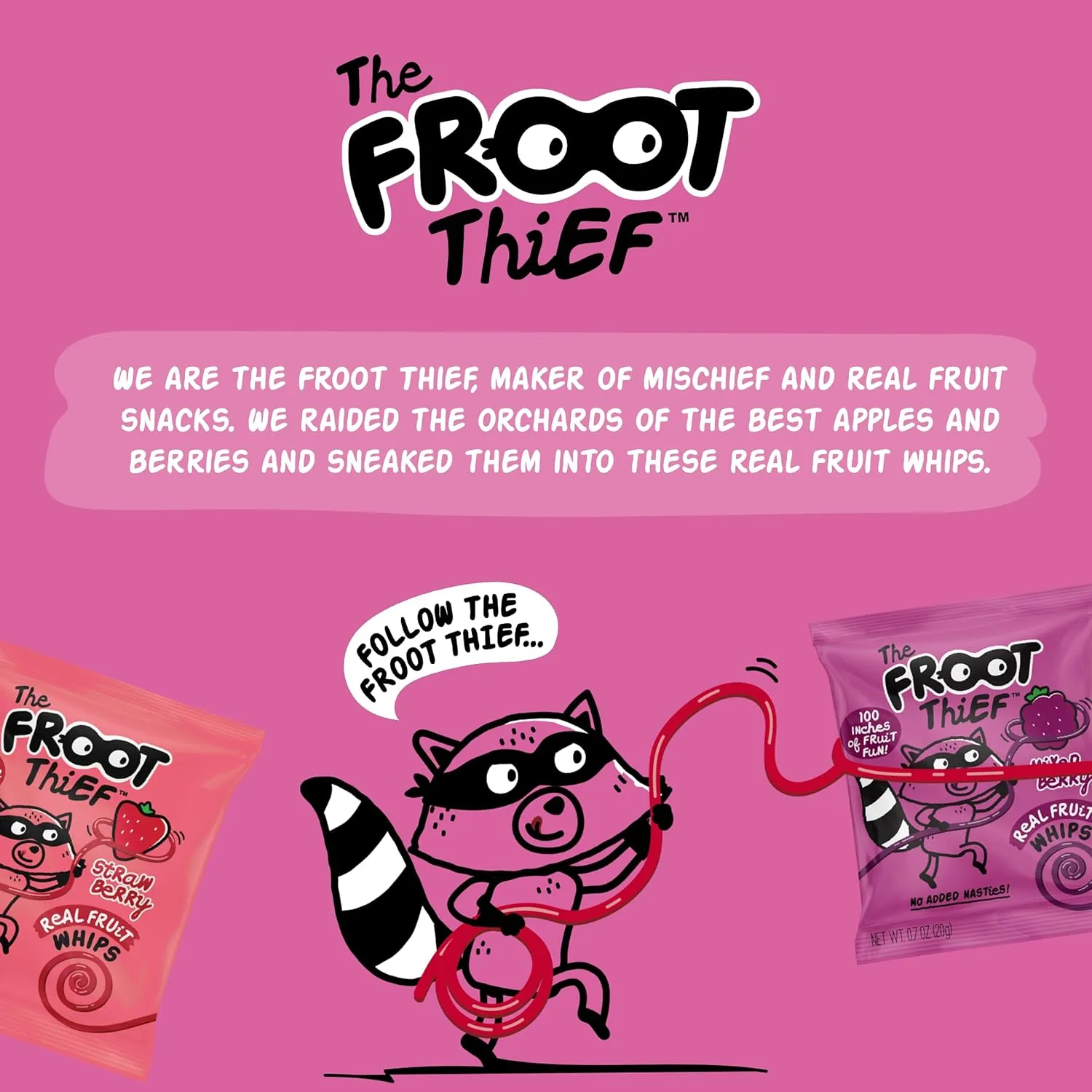 The FROOT Thief Real Fruit Snack Whips, Mango, Nut Free, Perfect for School Lunches and Snacks, Individual Bags Kids Snacks, 40 Pack