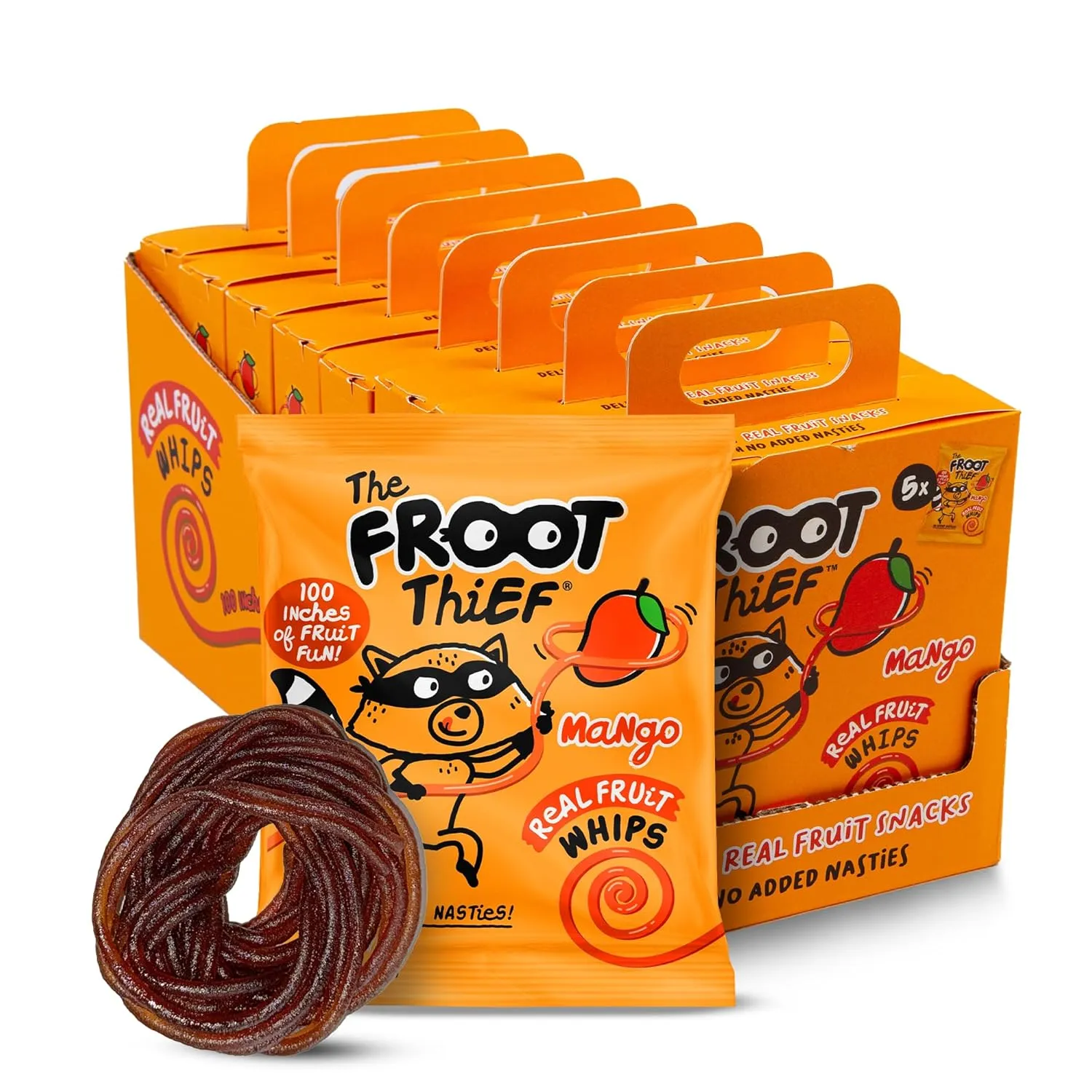The FROOT Thief Real Fruit Snack Whips, Mango, Nut Free, Perfect for School Lunches and Snacks, Individual Bags Kids Snacks, 40 Pack