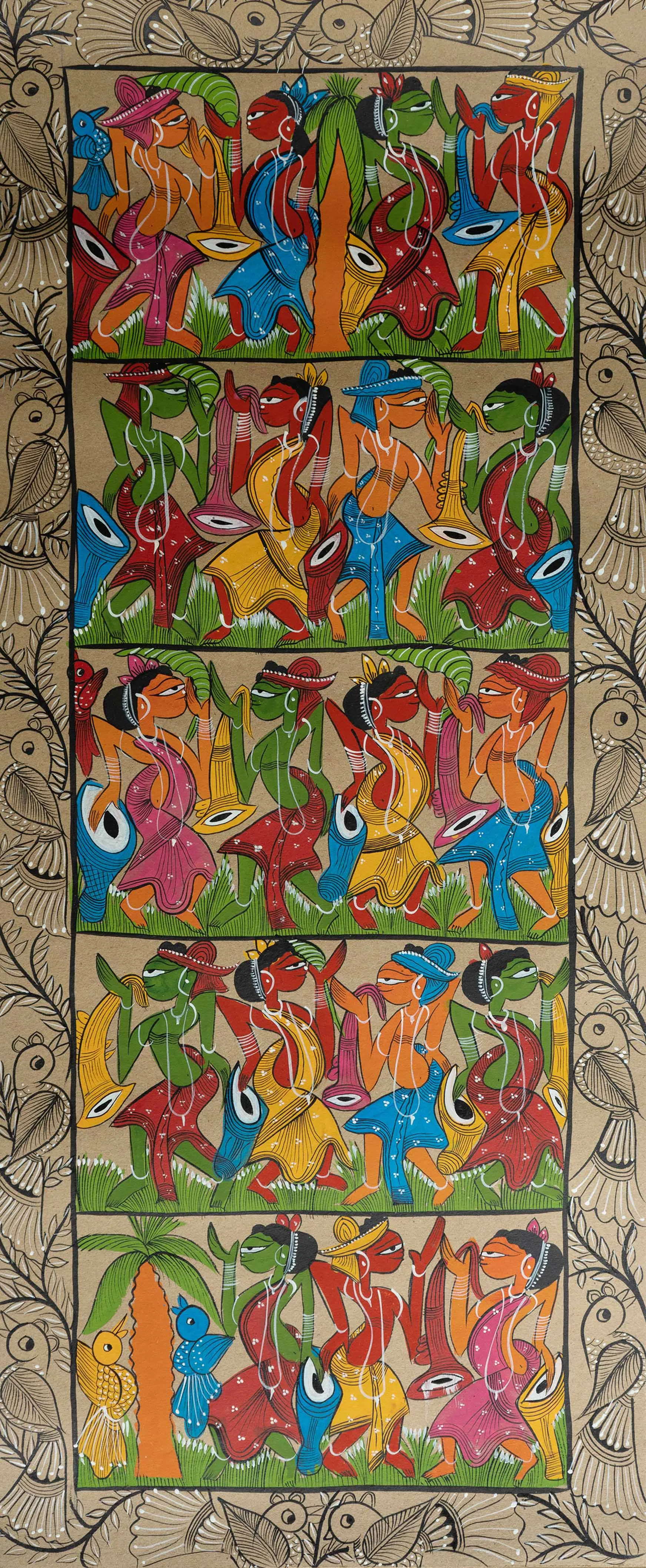 The Spirit of Celebration in Santhal Tribal Pattachitra by Manoranjan Chitrakar
