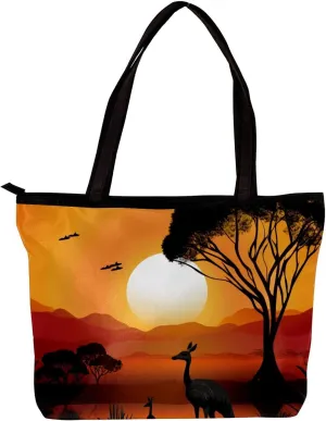 The Tote Bag For Women,Purses For Women,Handbags For Women,Australia Sunset Kangaroo Ostrich Handbags