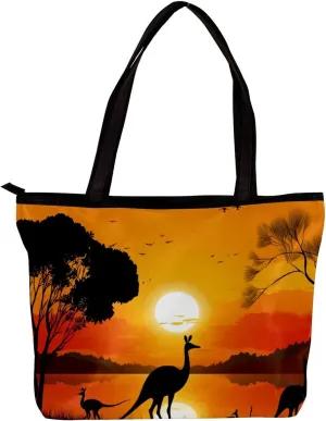 The Tote Bag For Women,Purses For Women,Handbags For Women,Australia Sunset Kangaroo Ostrich Handbags