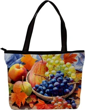 The Tote Bag For Women,Purses For Women,Handbags For Women,Autumn Harvest Grapes Pumpkin Handbags