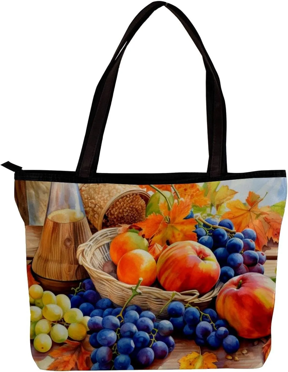 The Tote Bag For Women,Purses For Women,Handbags For Women,Autumn Harvest Grapes Pumpkin Handbags