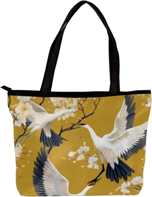 The Tote Bag For Women,Purses For Women,Handbags For Women,Bird and Flower Crane Handbags