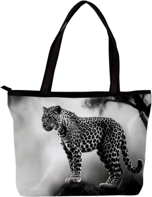 The Tote Bag For Women,Purses For Women,Handbags For Women,Black Gray Fog Leopard Handbags