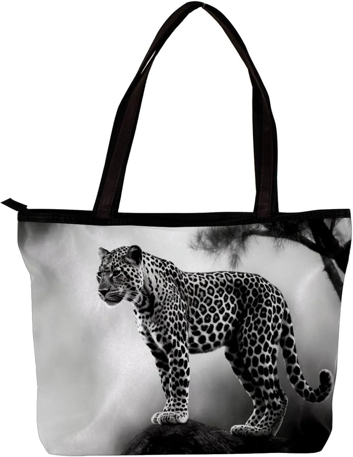 The Tote Bag For Women,Purses For Women,Handbags For Women,Black Gray Fog Leopard Handbags