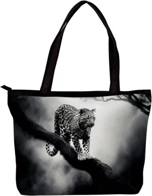 The Tote Bag For Women,Purses For Women,Handbags For Women,Black Gray Fog Leopard Handbags