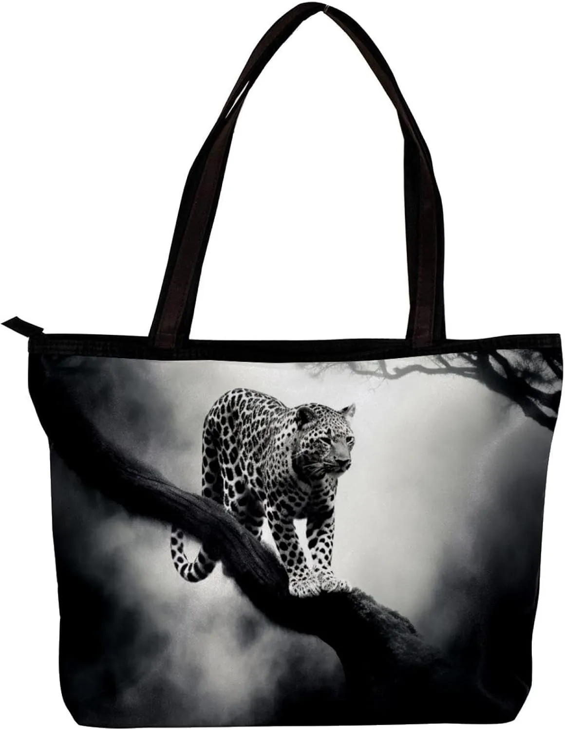 The Tote Bag For Women,Purses For Women,Handbags For Women,Black Gray Fog Leopard Handbags