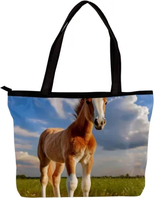 The Tote Bag For Women,Purses For Women,Handbags For Women,Blue Sky Horse Grass Handbags