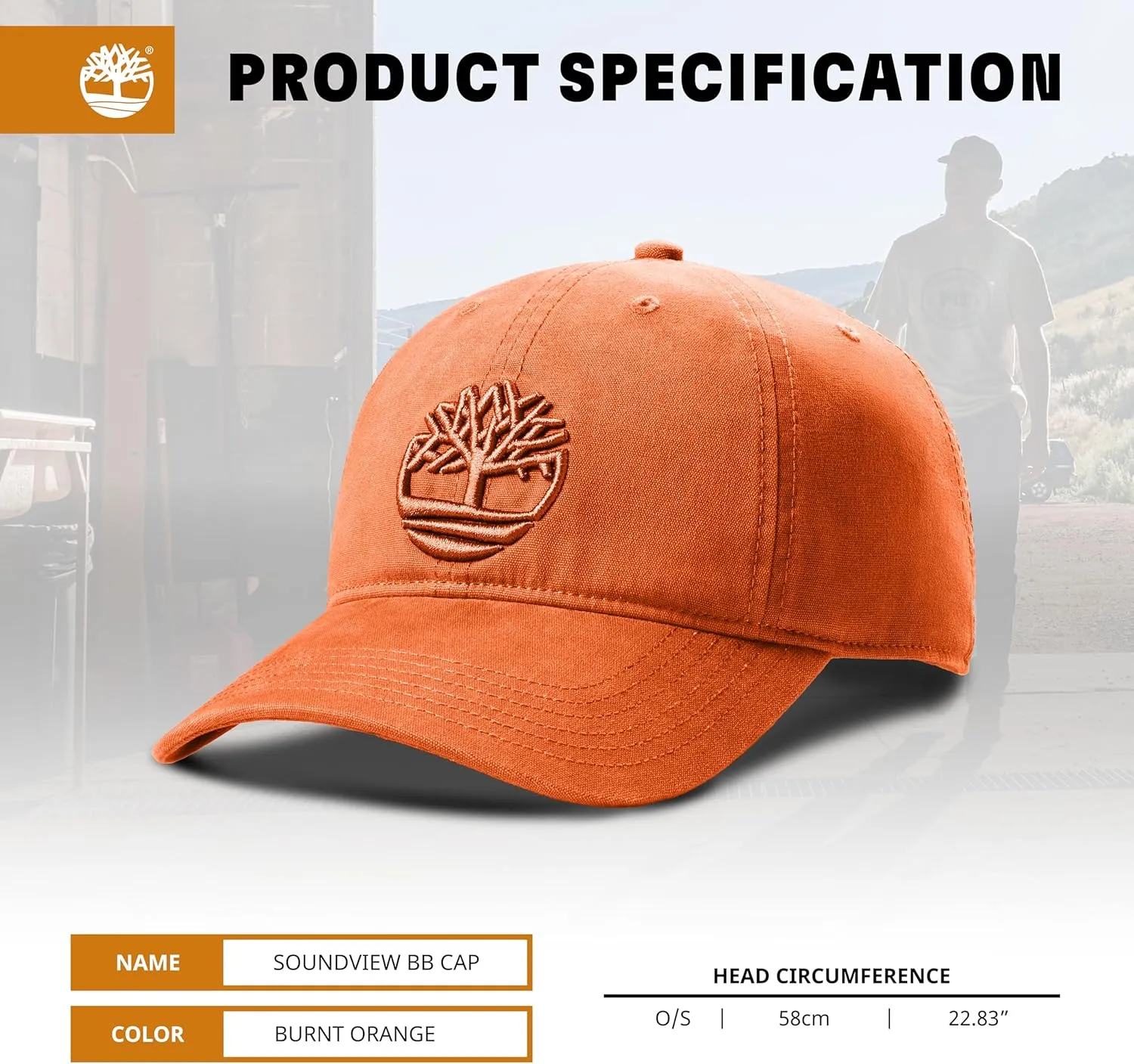 Timberland Soundview Men's Baseball Cap - Cotton Canvas, Adjustable, Lightweight & Stylish Hat for Outdoor Activities