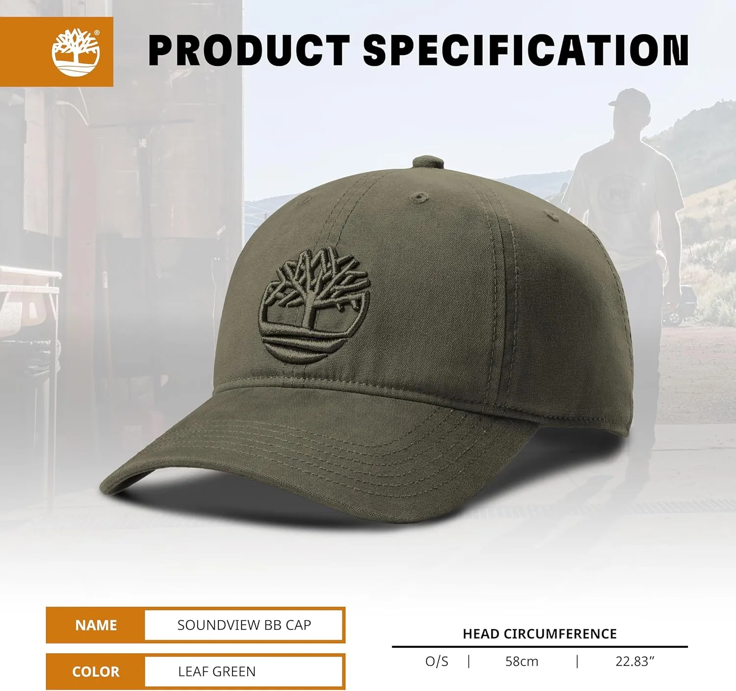 Timberland Soundview Men's Baseball Cap - Cotton Canvas, Adjustable, Lightweight & Stylish Hat for Outdoor Activities