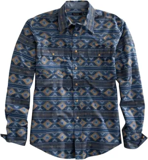Tin Haul Grey with Print Men's Longsleeve Collared Snap Shirt with Contrasting Cuffs 1000100640702GY