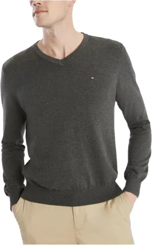Tommy Hilfiger Men's Essential Long Sleeve Cotton V-Neck Pullover Sweater